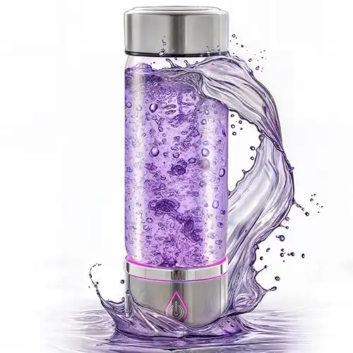 H3O Hydrogen Water Bottle - Hydrogen-Infused Water Machine with Built-in Purple Protective Light - Portable Water Ionizer for Hydration, Energy, Sleep Quality