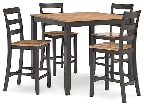 Signature Design by Ashley Gesthaven Casual Counter Height Dining Table and 4 Bar Stools, Set of 5, Light Brown & Dark Brown