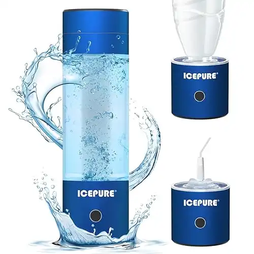 ICEPURE 3 in 1 Hydrogen Water Bottle, 3000ppb, 9.5oz|280ml, SPE PEM Technology, Portable Rechargeable, Inhalable Hydrogen Water Bottle Generator, Daily Drinking for Home Office Travel Gym Fitness Gift