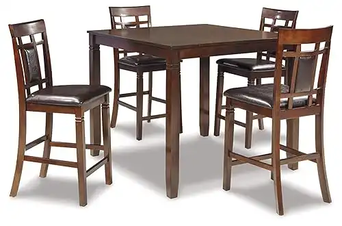 Signature Design by Ashley Bennox 5 Piece Counter Height Dining Set, Includes Table & 4 Barstools, Brown