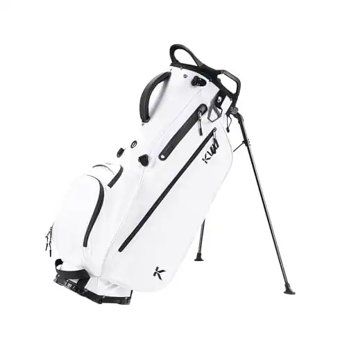 KVV Lightweight Golf Stand Bag with 7 Way Full-Length Dividers, 5 Zippered Pockets, Automatically Adjustable Dual Straps Elegant Design(White)