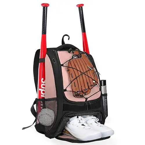 Goloni Baseball Bag,Backpack for Baseball, T-Ball & Softball Equipment & Gear,Softball Bag with Shoe Compartment,Fence Hook