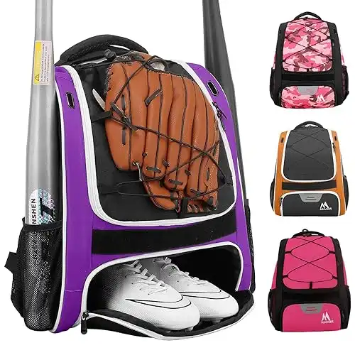 Baseball Bag-Baseball Backpack Holder for Baseball, Large Main Compartment,Softball Tball& Gear for Youth and Adults