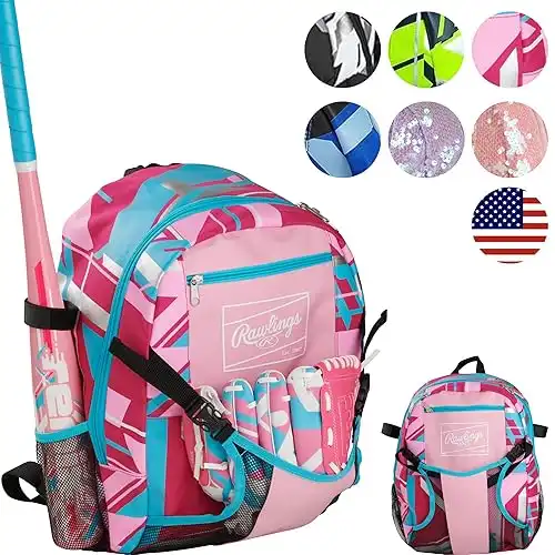 Rawlings | REMIX T-Ball & Youth Backpack Equipment Bag | Baseball/Softball | Multiple Colors