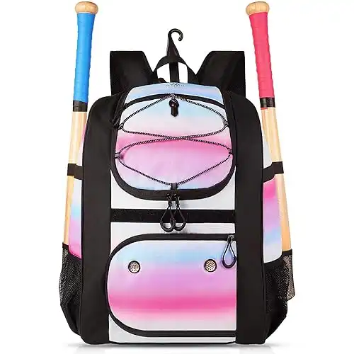 MATEIN Softball Bag, Lightweight Baseball Backpack with Shoe Compartment, Baseball Bag with Fence Hook for TBall Bat & Equipment, Softball Gifts Catchers Backpack for Women Fit Batting Glove, Helm...